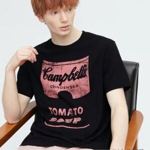 Uniqlo Andy Warhol Black Campbell's tomato soup Graphic T-Shirt size large